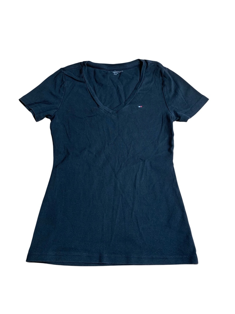 Tommy Hilfiger Women’s Classic Black V-Neck Tee Small
